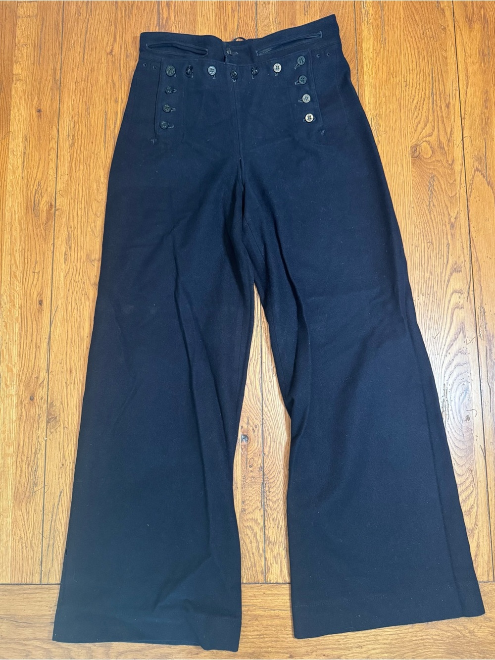 Vintage 1940s WWII US Navy Wool Sailor Pants - 13 Button Fall Front - Size 30x29